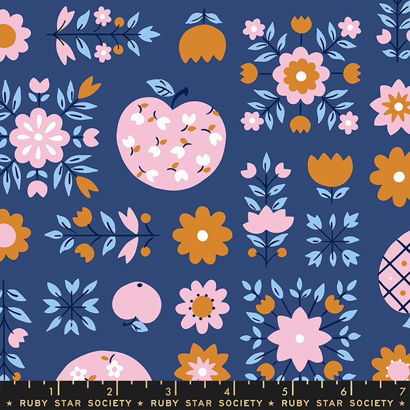 Moda Ruby Star Society Lil Calico Apples Bluebell