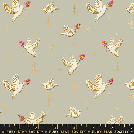 Moda Ruby Star Society Candlelight Doves Natural Metallic