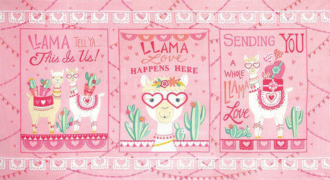 Moda Llama Love Panel Pretty Pink