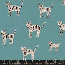 Moda Ruby Star Society Darlings 2 CANVAS Tiger Stripes Turquoise