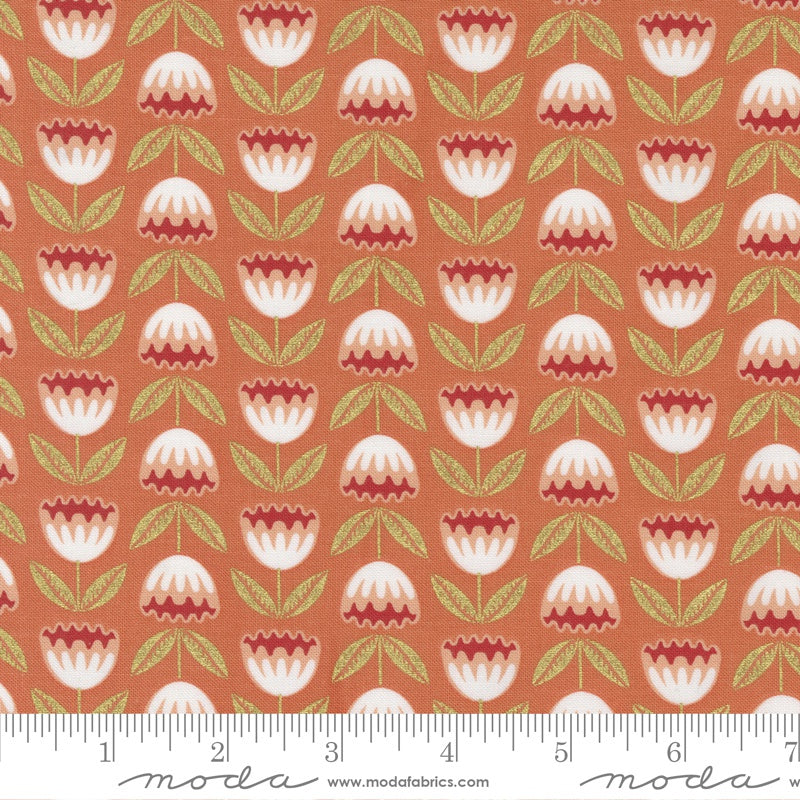 {New Arrival} Moda Gingiber Meadowmere Blossoms Terracotta Metallic