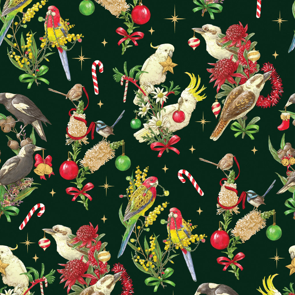 Devonstone Bush Birds Christmas Green
