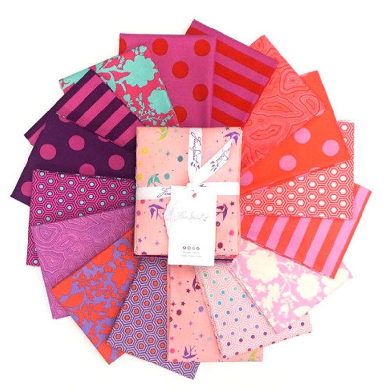 {New Arrival} Tula Pink True Colours Fat Quarter Bundle Flamingo x 16 Fat Quarters Manufacturers Cut