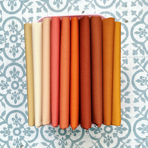 {New Arrival} Art Gallery Fabrics Colour Series SOLIDS Fat Quarter Bundles x 10 Pieces Gingerbread