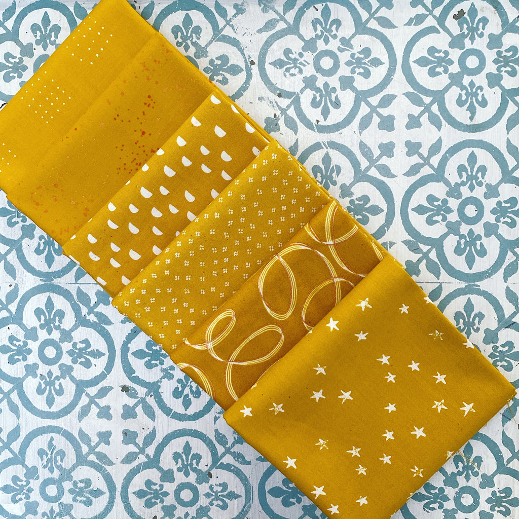 {New Arrival} Moda Ruby Star Society Sampler Curated Fat Quarter Bundle x 6 Goldenrod Blenders