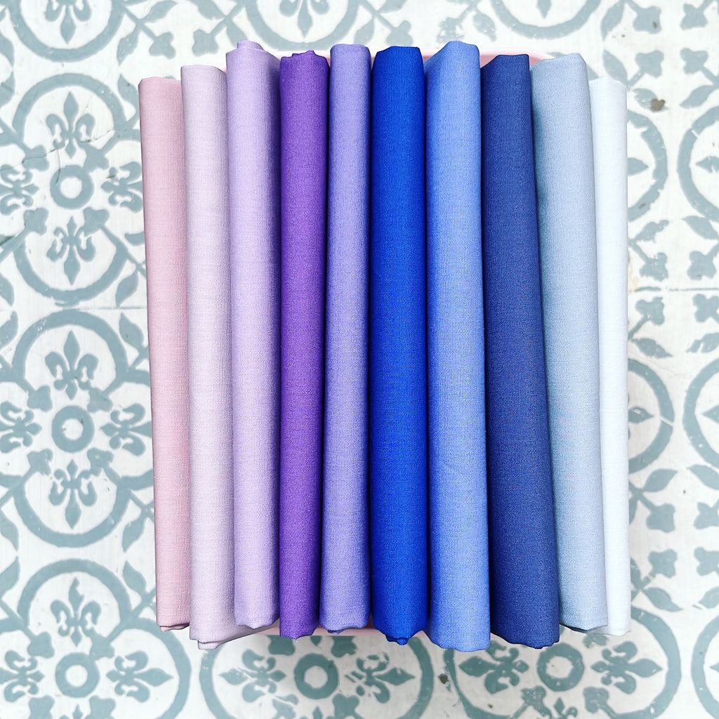 {New Arrival} Art Gallery Fabrics Colour Series SOLIDS Fat Quarter Bundles x 10 Pieces Wisteria