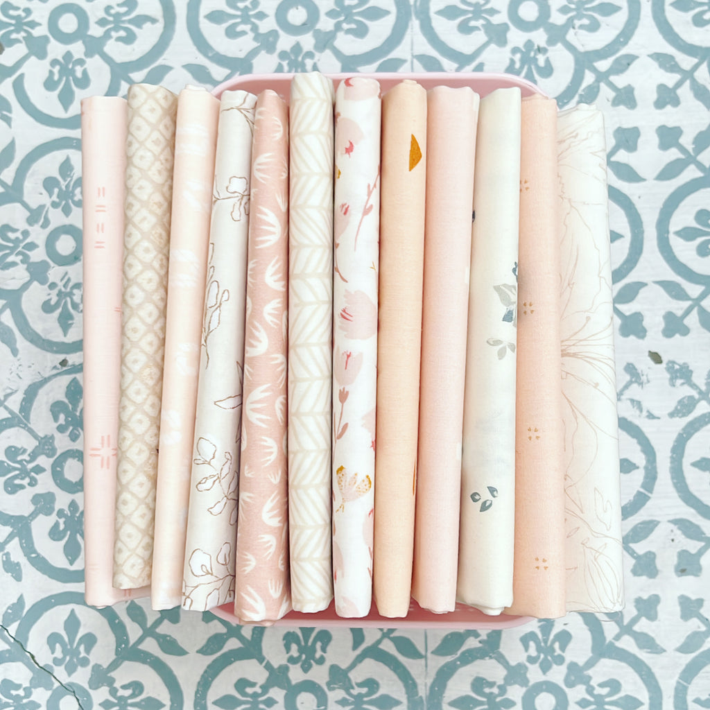 {New Arrival} Art Gallery Fabrics Curated Bundle Fat Quarter Bundles x 12 Pieces Blushing Pink