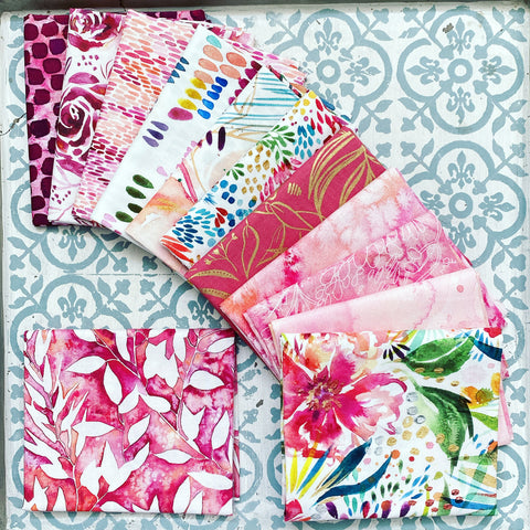 {New Arrival} Moda Create Joy Project by Laura Muir Mixed Line Fat Quarter Bundle x 12 Fat Quarters Pretty & Pink