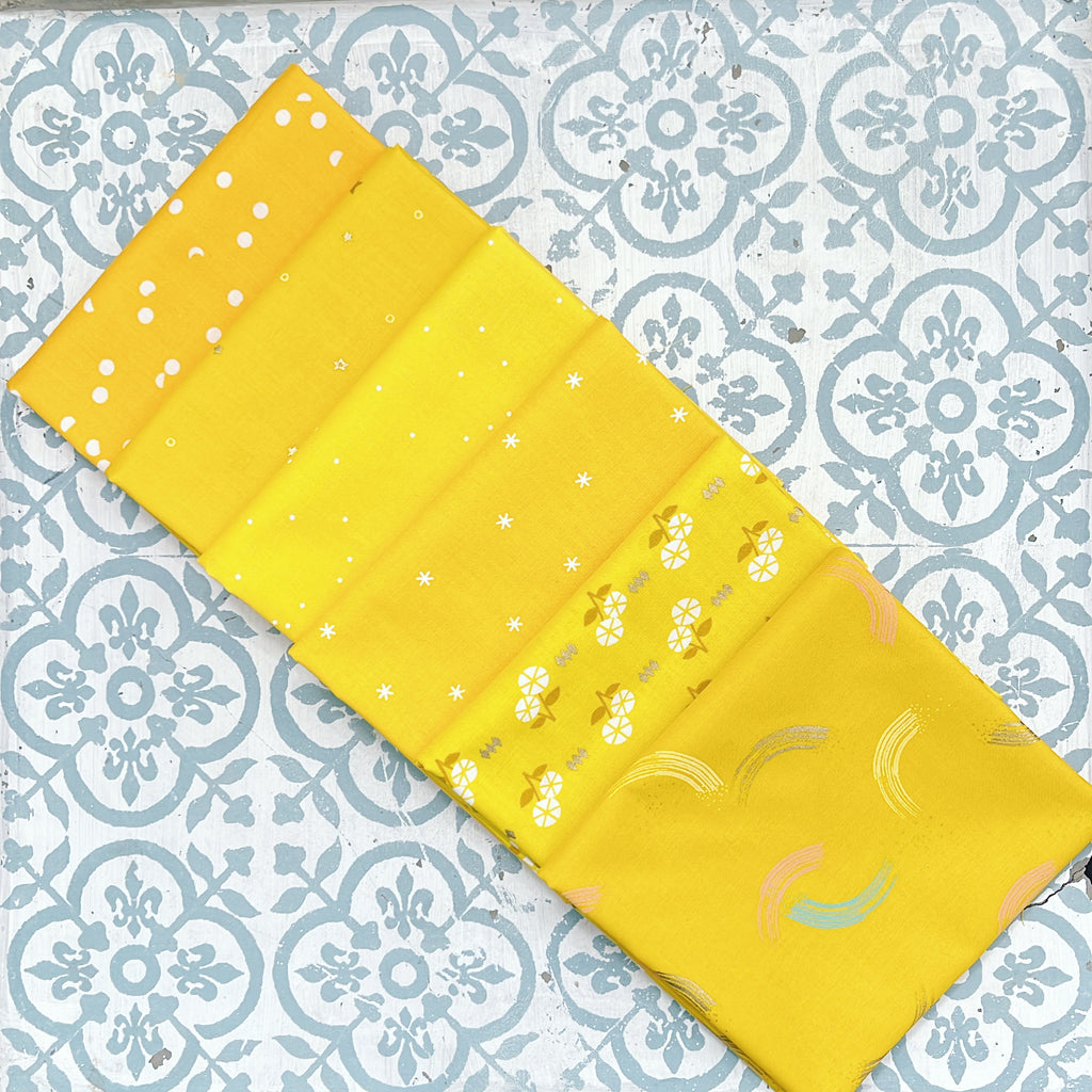 {New Arrival} Moda Ruby Star Society Sampler Curated Fat Quarter Bundle x 6 Yellow Prints