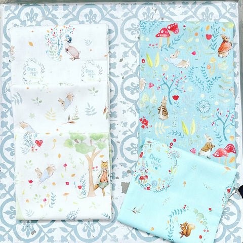 {New Arrival} Make & Believe Peter Rabbit Once Upon a Time Fat Quarter Bundle x 5 FQ