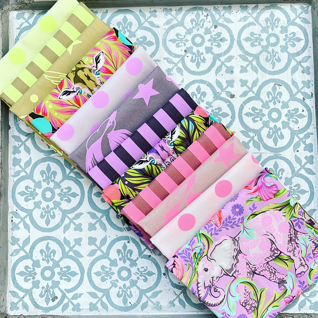 {New Arrival} Tula Pink Everglow & True Colours Neon Fat Quarter 12pcs Full bundle Cosmic