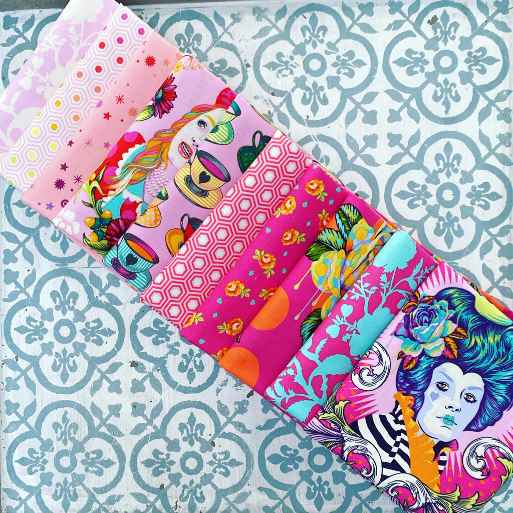 Tula Pink Fat Quarter Bundle x 10 Curiouser & Curiouser/True Colours Pink Edition