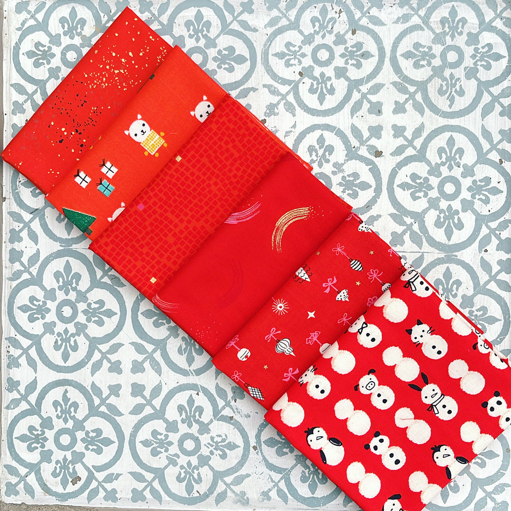 {New Arrival} Moda Ruby Star Society Sampler Curated Fat Quarter Bundle x 6 Christmas Ruby Red
