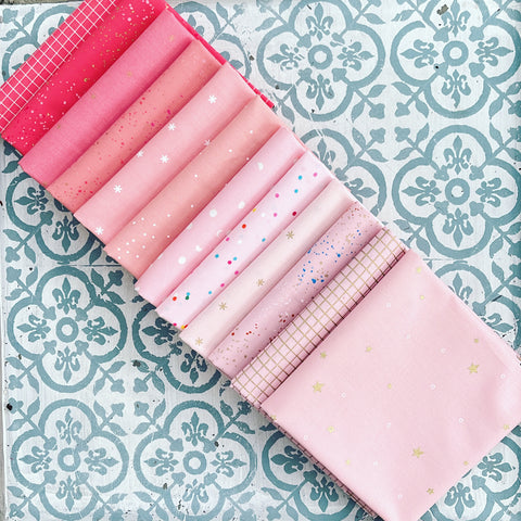 {New Arrival} Moda Ruby Star Society Basics Curated Fat Quarter Bundle x 12 Pieces Pink