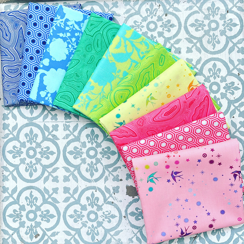 {New Arrival} Tula Pink True Colours Mixed Fat Quarter Bundle x 10 Blue/Green/Pink Set