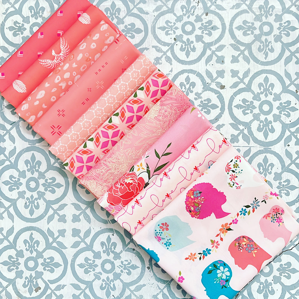 {New Arrival} Art Gallery Fabrics Curated Bundle Colour Series Fat Quarter Bundle x 10 Pieces Colour My World in Sorbet