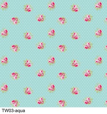 Tanya Whelan Barefoot Roses Classics Small Floral with Dots Aqua