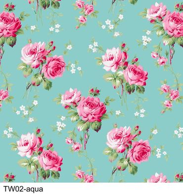 Tanya Whelan Barefoot Roses Classics Medium Floral Aqua