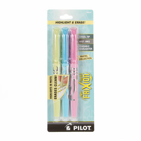 Pilot Frixion Light Soft Assorted 3 Pk Multi-Color Yellow, Blue, Pink