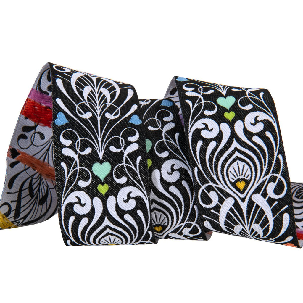 {New Arrival} Tula Pink Linework Renaissance Ribbon Peacock Feather by Tula Pink 1.5"