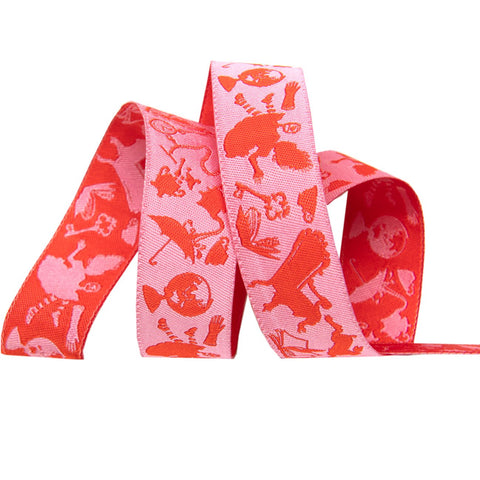 {New Arrival} Tula Pink Curiouser & Curiouser Renaissance Ribbon Down the Rabbit Hole Pink-7/8"