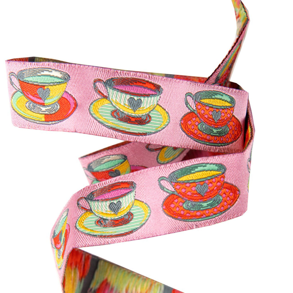 {New Arrival} Tula Pink Curiouser & Curiouser Renaissance Ribbon Tea Time Pink 7/8"