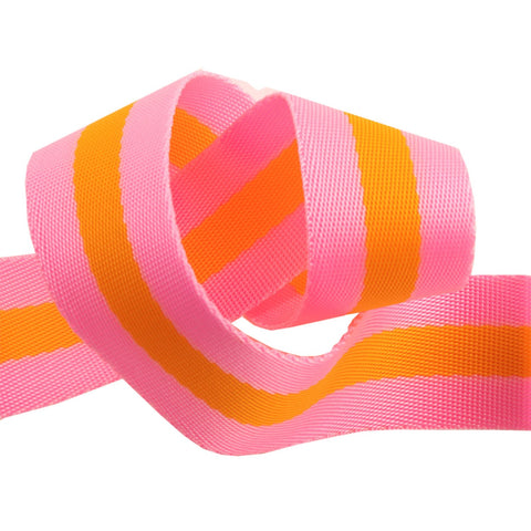 {New Arrival} Tula Pink Renaissance Ribbons Webbing 1.5" Pink & Orange