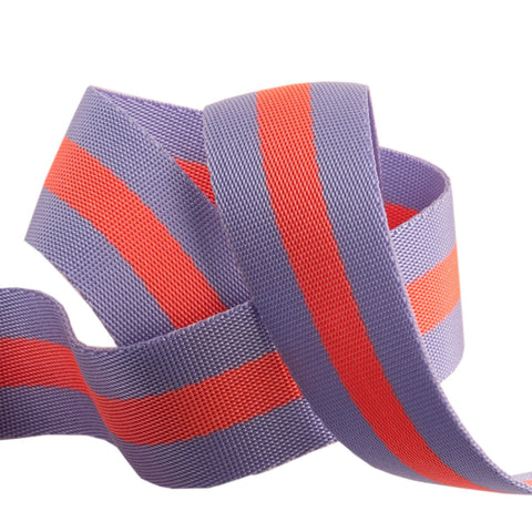 {New Arrival} Tula Pink Renaissance Ribbons Webbing 1.5" Lavender & Neon Peach