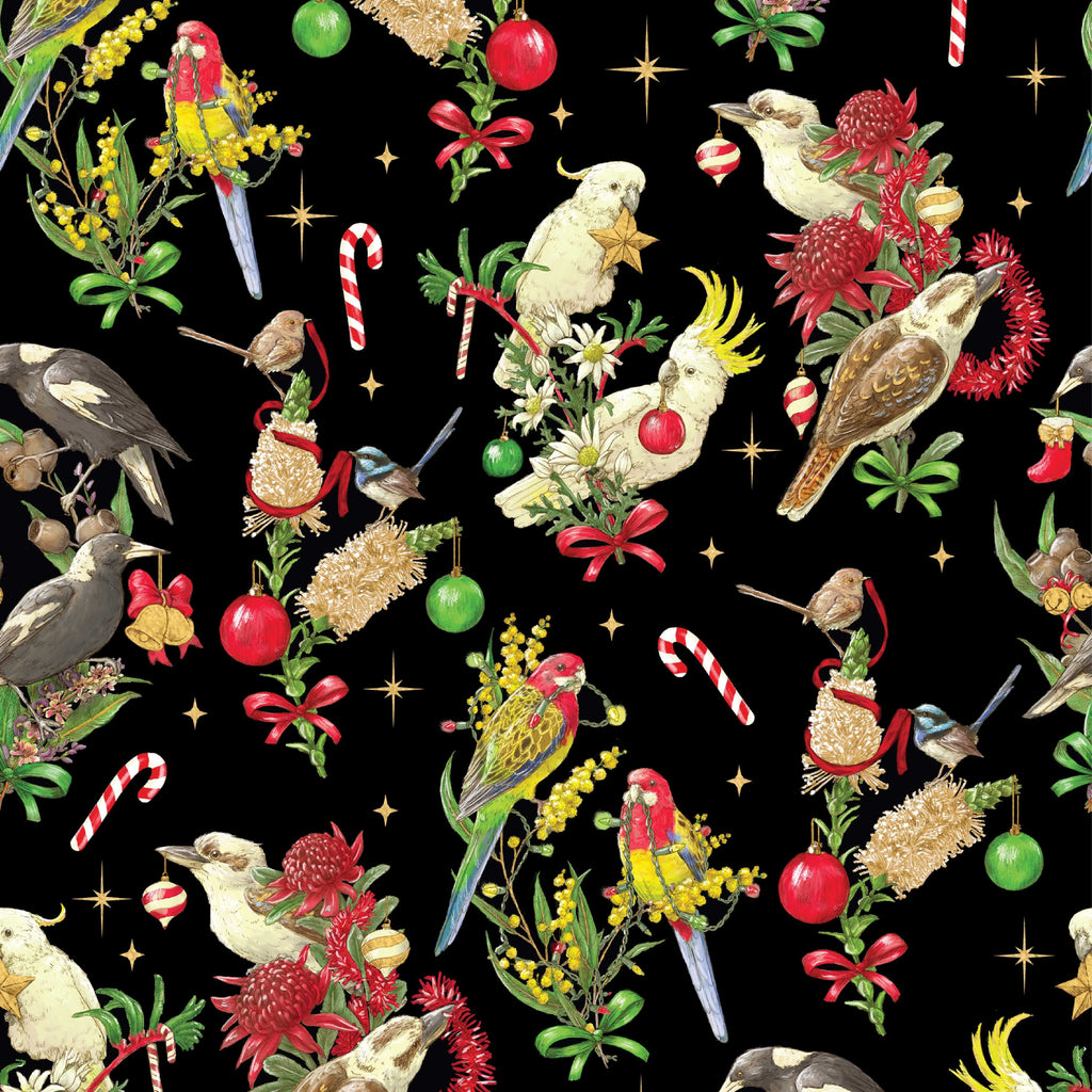 Devonstone Bush Birds Christmas Black